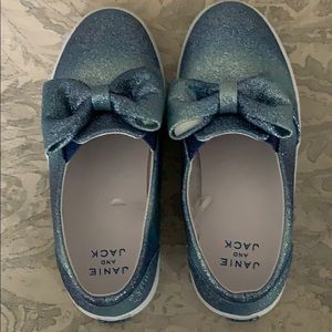 Janie and Jack Glitter Bow Slip On Sneakers Sz 13